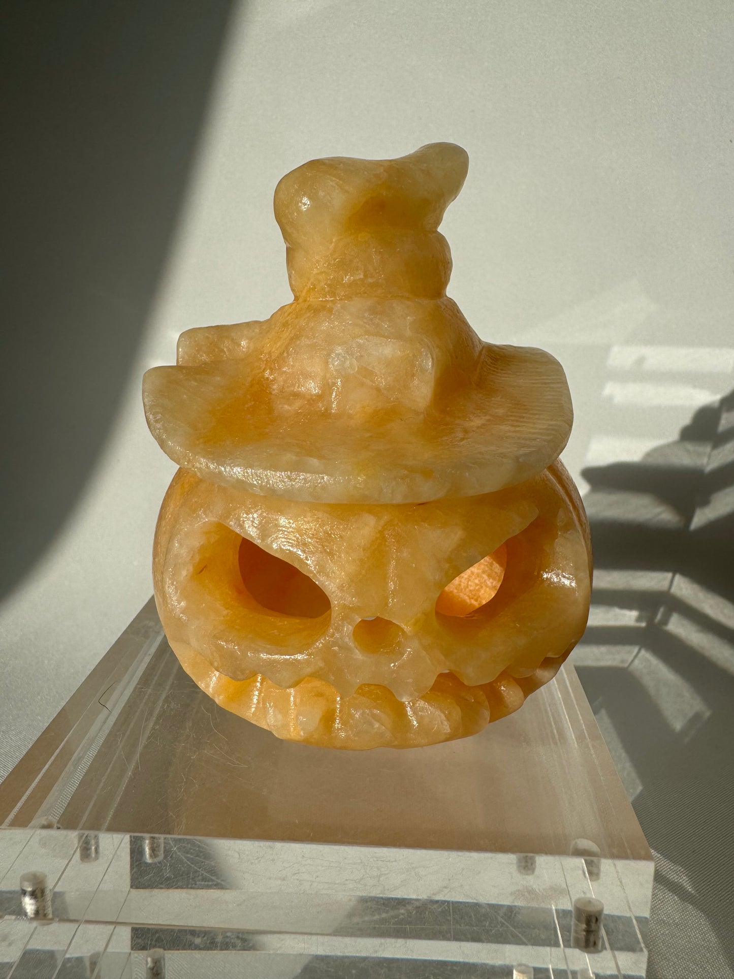 Orange Calcite Jack O Lantern Large