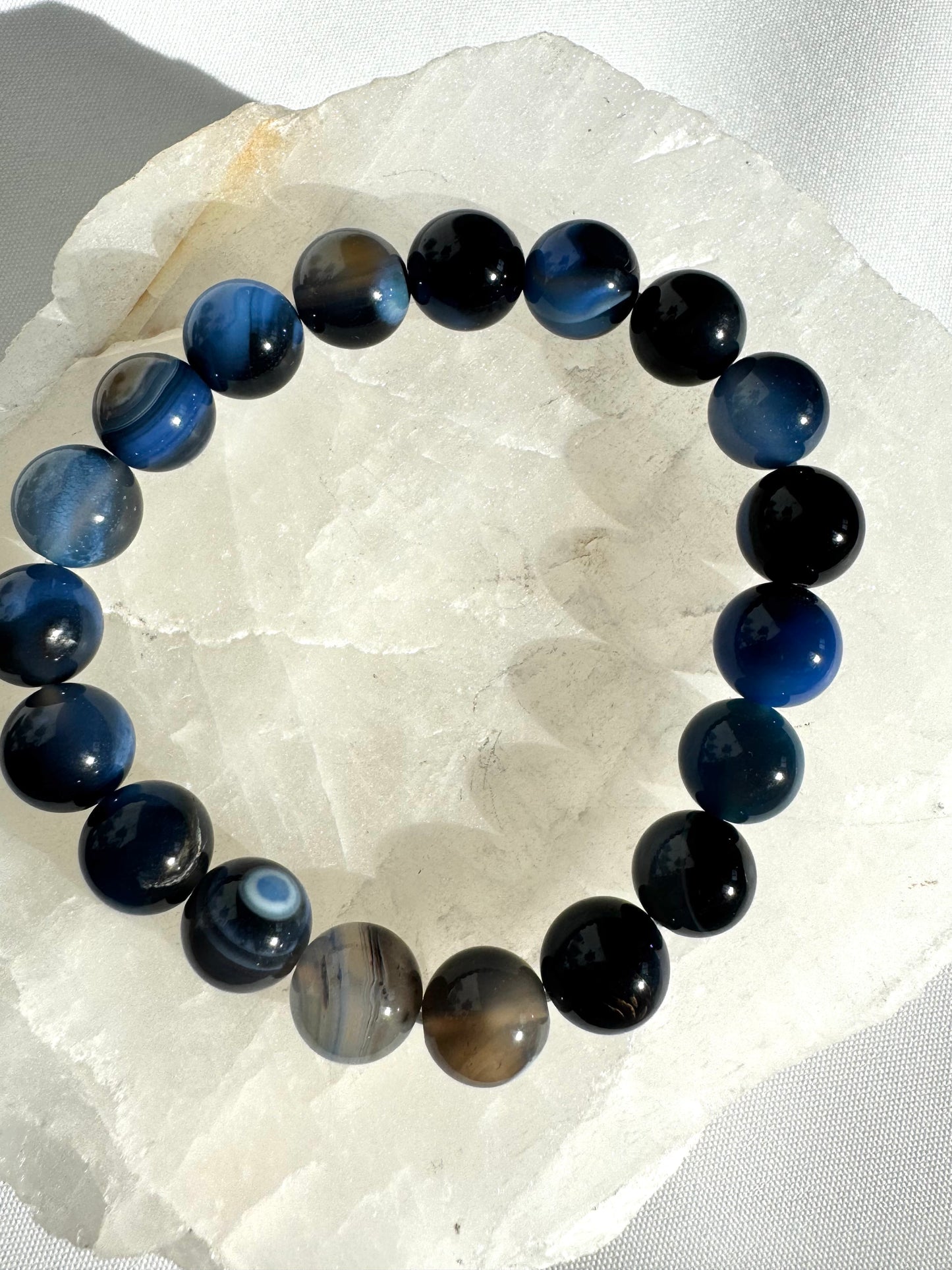 Blue Agate Crystal Bracelet 10mm | Bespoke Crystals