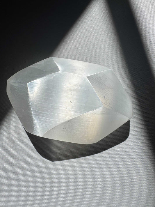 Selenite Crystal Faceted Freeform