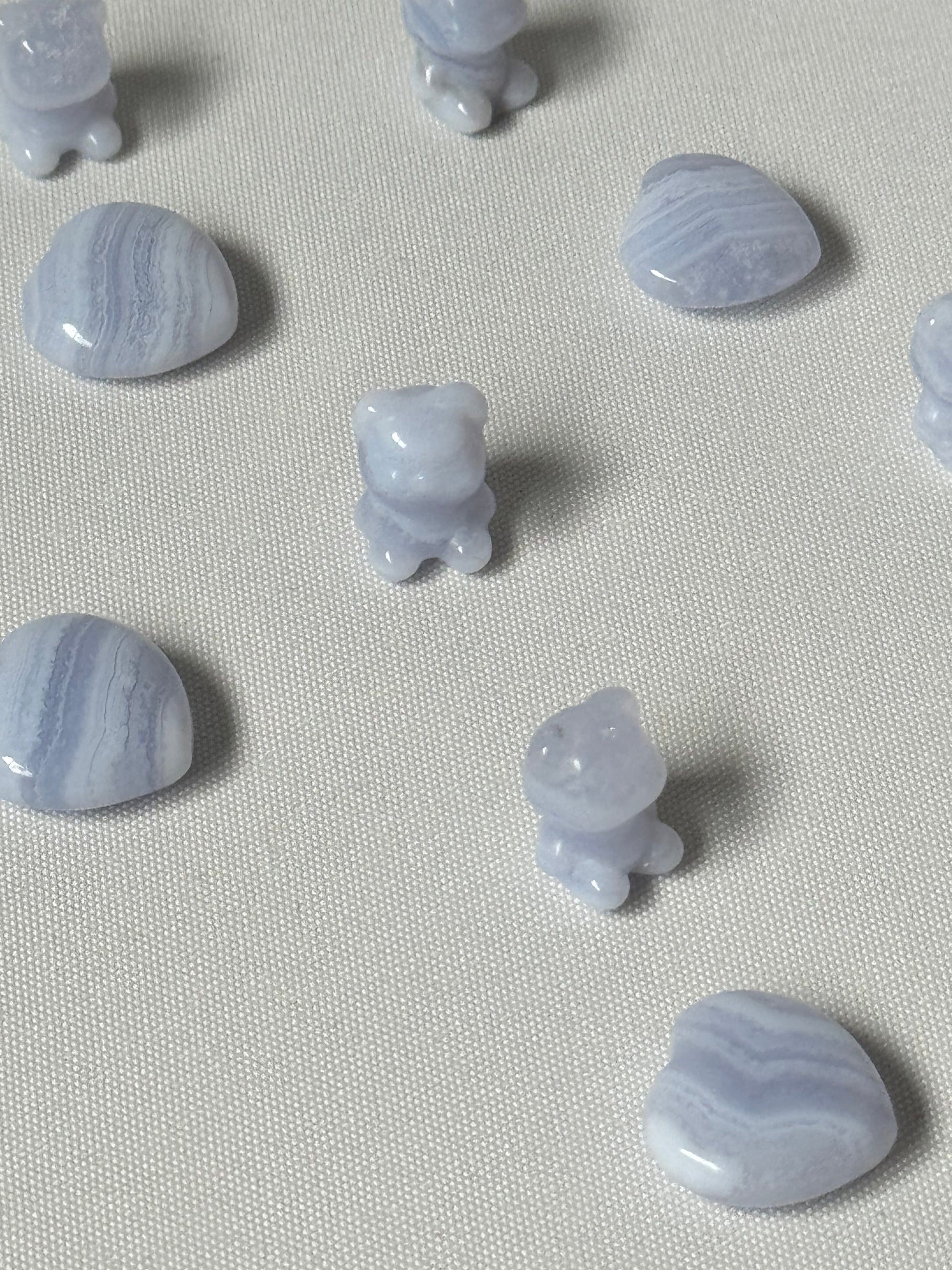 Blue Lace Agate Crystal Hearts & Bears 