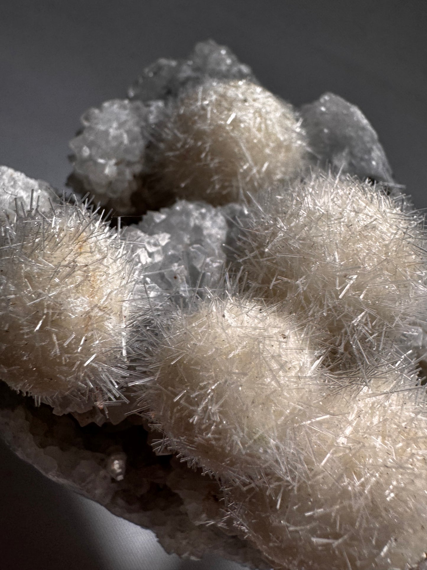 Mesolite Flowers on Apophyllite -UV Reactive