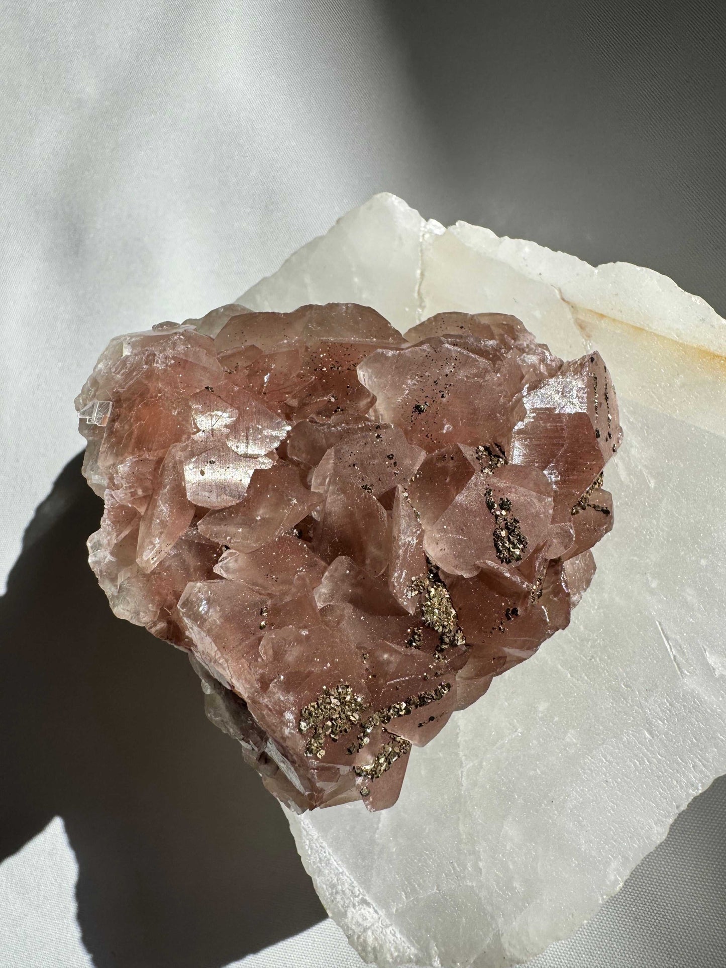 Rare Pink Benz Calcite Crystal with Chalcopyrite #2