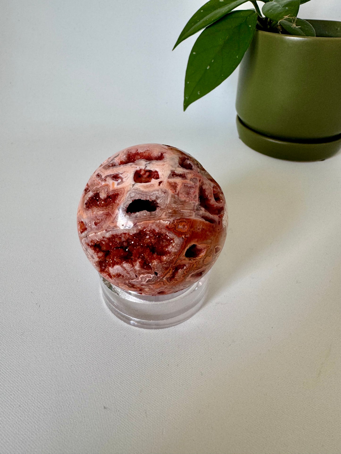 Pink Lace Agate Druze Sphere #2