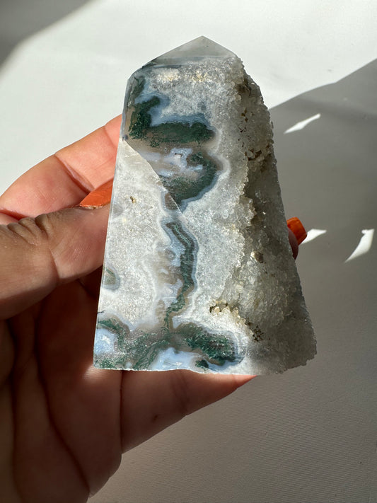 Moss Agate Druze Tower #5