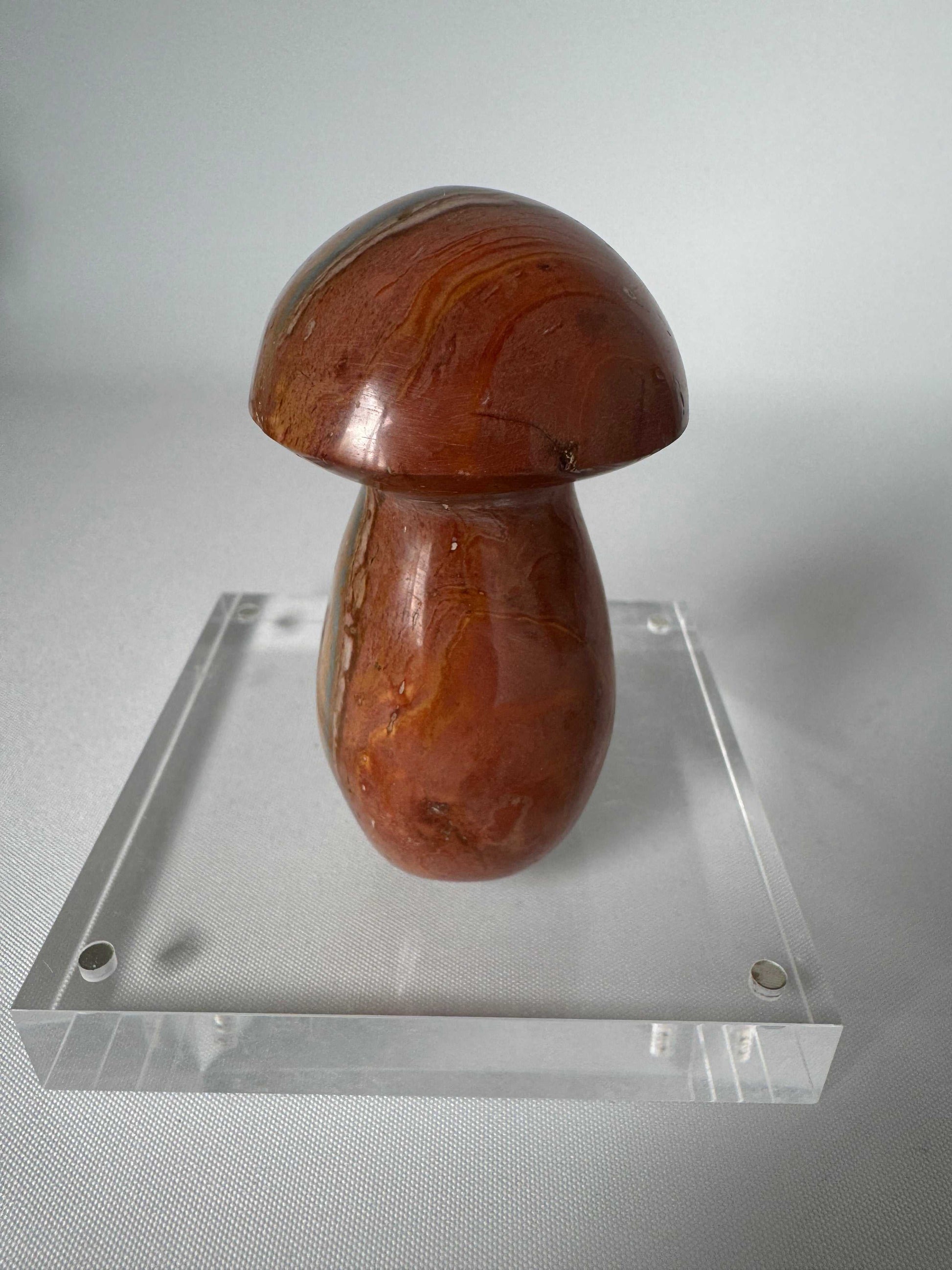 Handcrafted Polychrome Jasper Crystal Mushroom in rich red and orange tones, for  crystal collectors | Bespoke Crystals