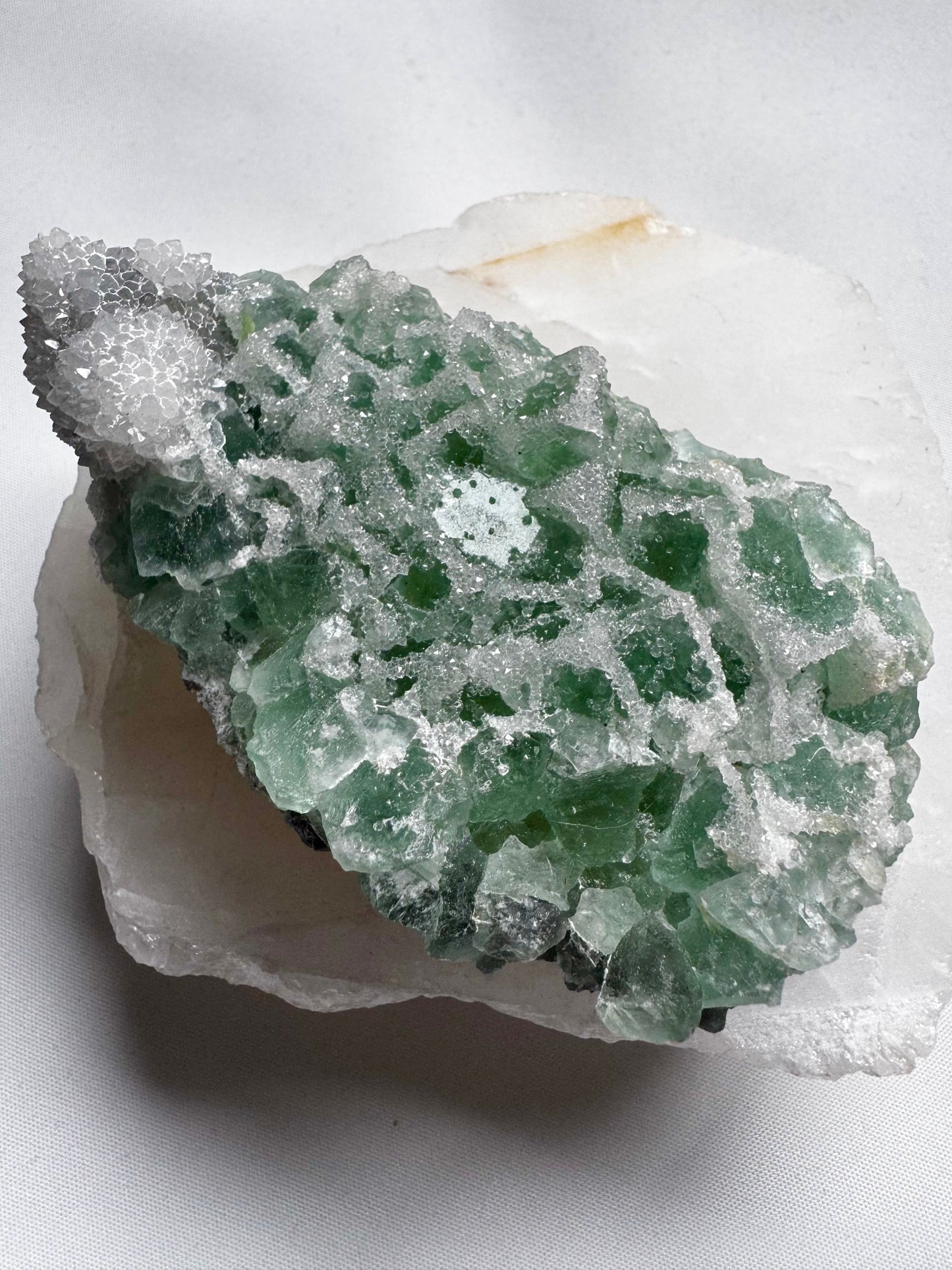 Green Sugar Cubic Fluorite CrystalCluster #1