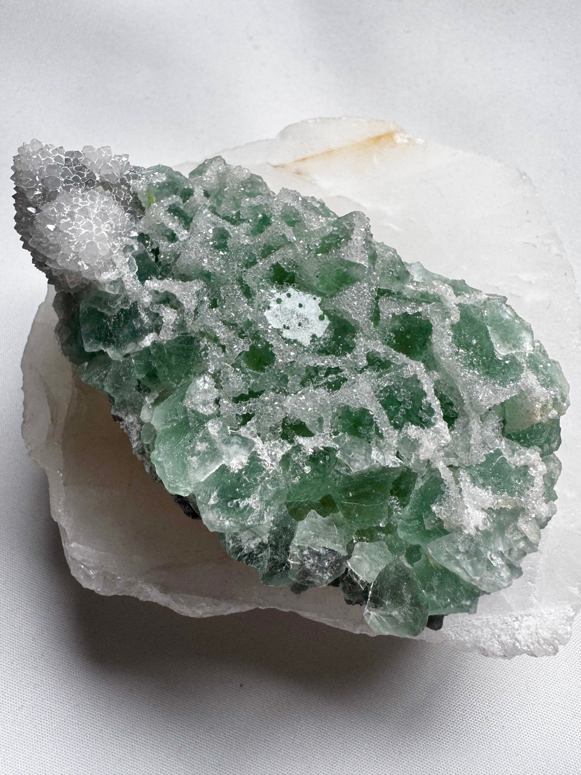 Green Sugar Cubic Fluorite CrystalCluster #1