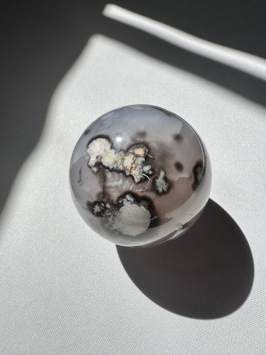 Black Flower Agate Sphere