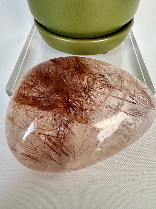 Red Rutile in Quartz Lense