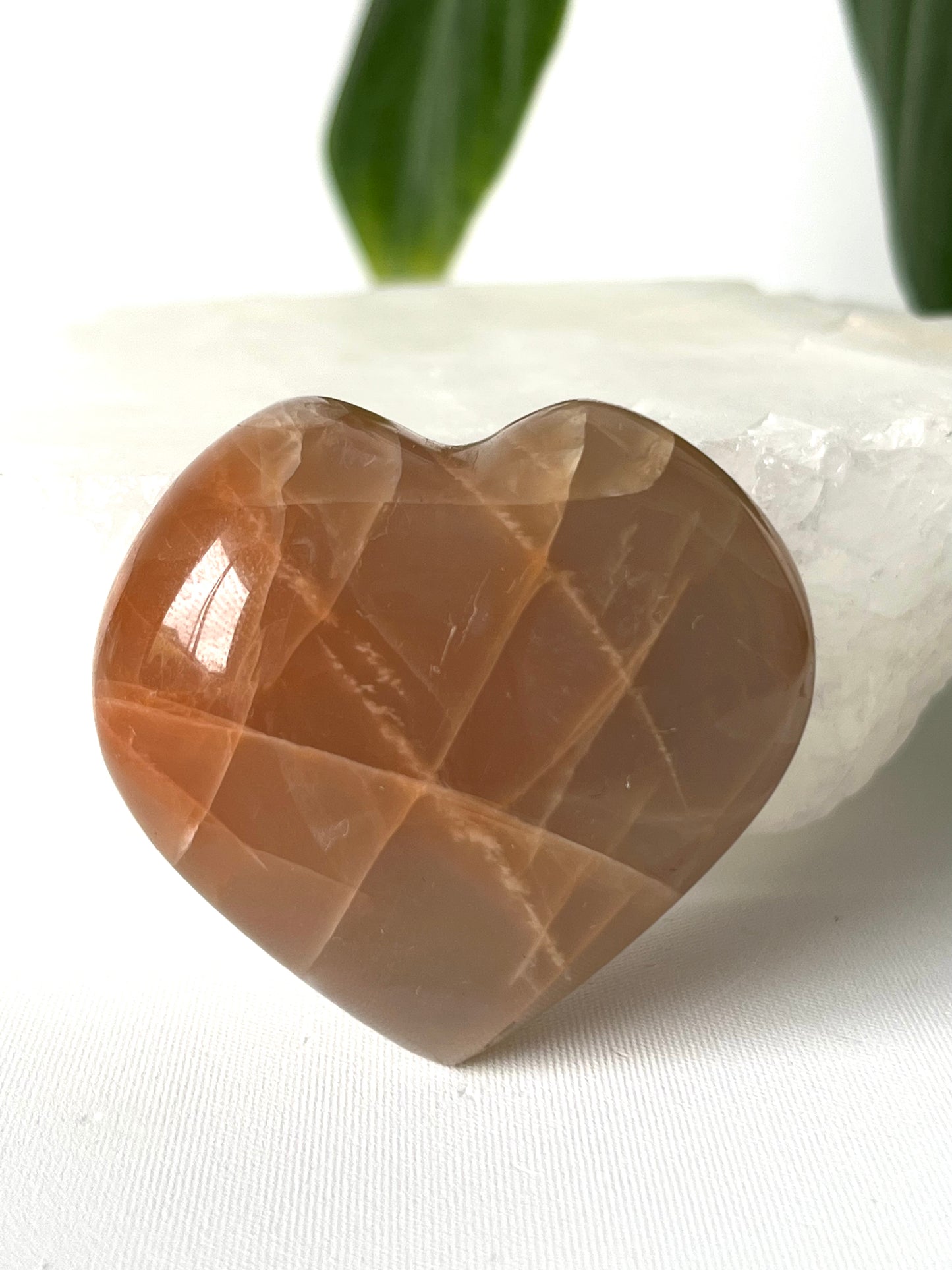 Peach Moonstone Heart