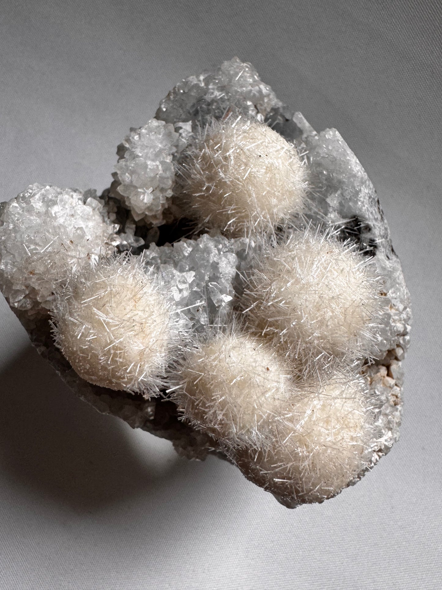 Mesolite Flowers on Apophyllite -UV Reactive
