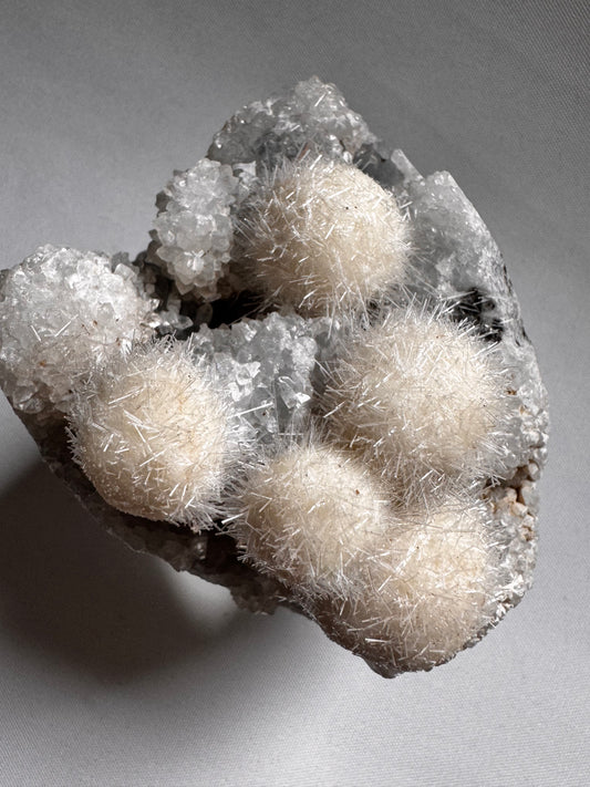 Mesolite Flowers on Apophyllite -UV Reactive