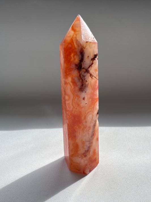 Flower Agate with Carnelian Point #11