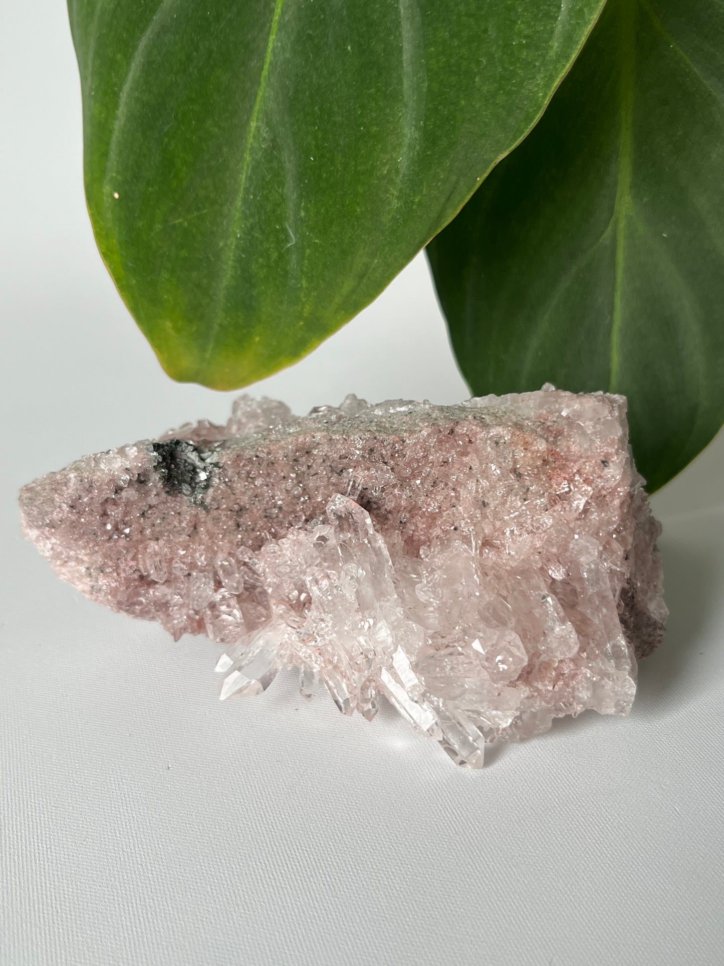 Sacred Rose Pink Lithium Quartz Cluster with Green Fuchsite