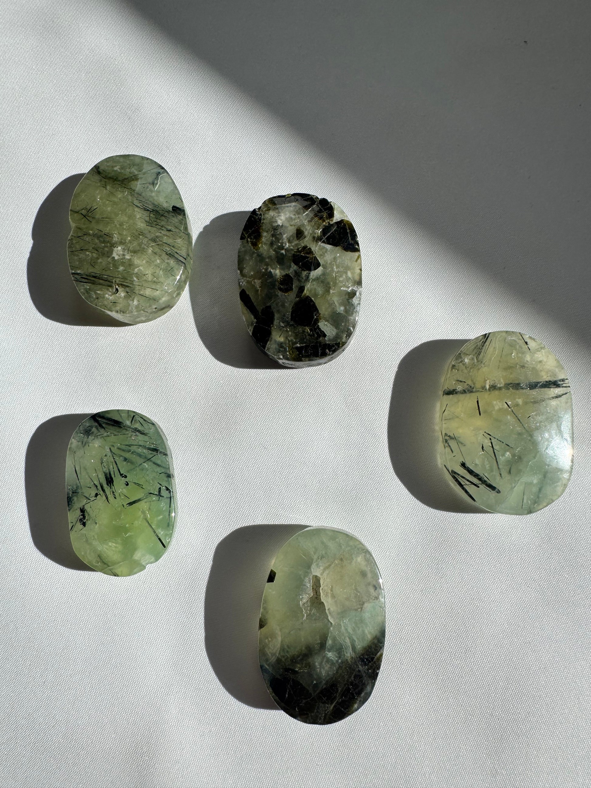 Prehnite Crystal Palm Stone