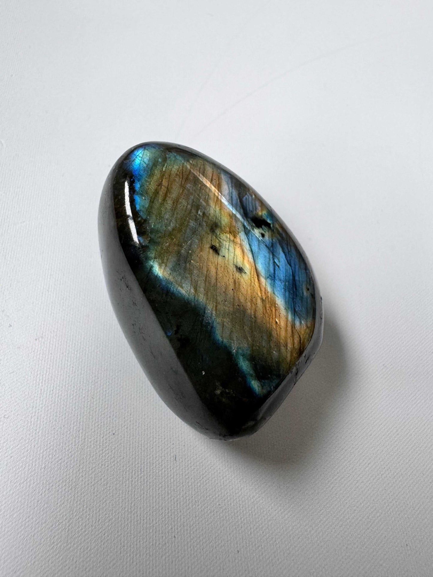 Polished Blue Flash Labradorite Freeform Crystal #L24 showcasing iridescent hues, perfect for transformation rituals and crystal collections | Online Crystal Shops NZ