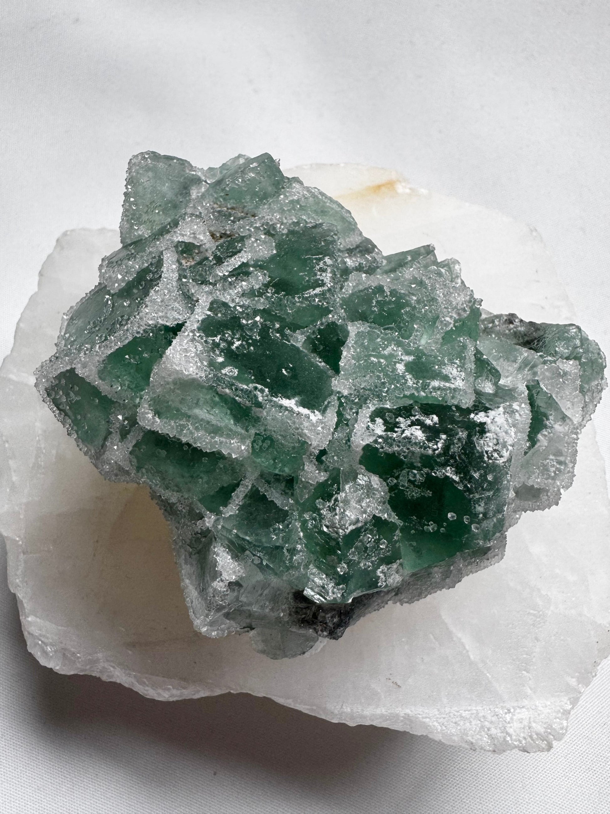 Green Sugar Cubic Fluorite Crystal Cluster #2