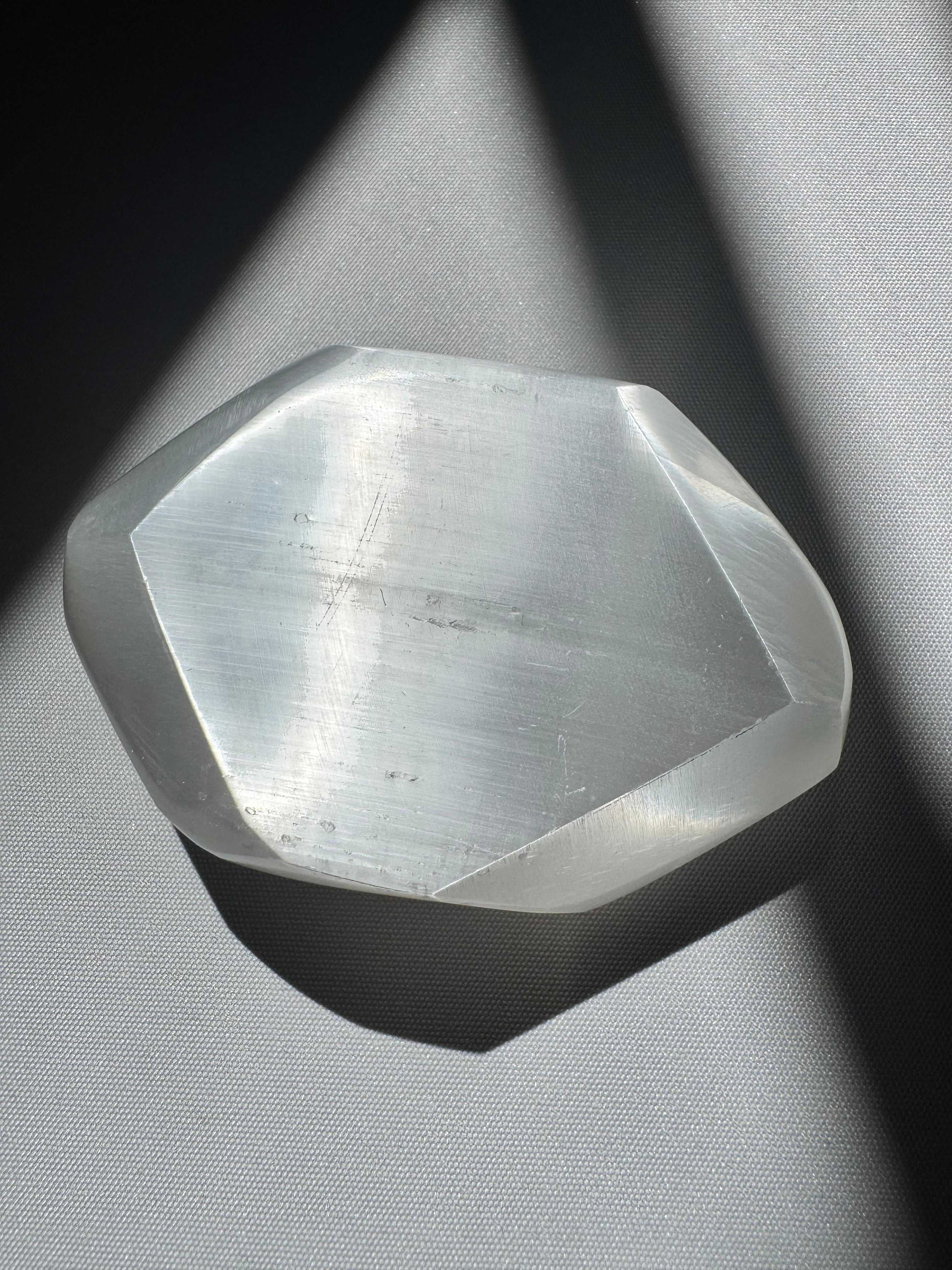 Beautiful Selenite Crystal Faceted Freeform