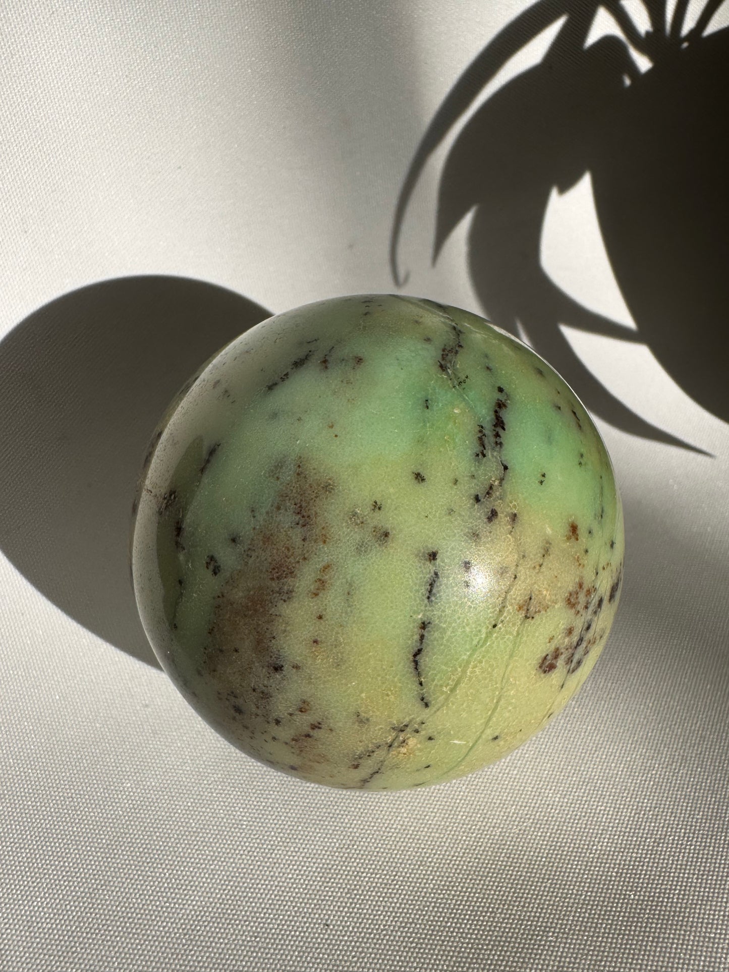 Chrysoprase Sphere with Dendritic Inclusions