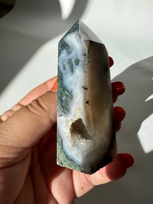 Moss Agate Druze Tower #4