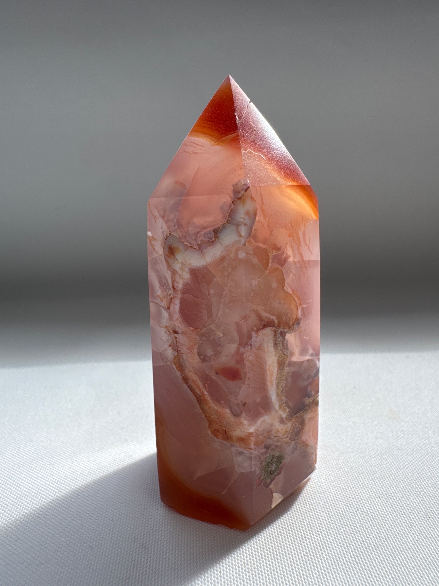 Flower Agate with Carnelian Point #3