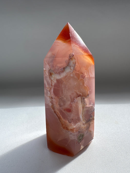 Flower Agate with Carnelian Point #3