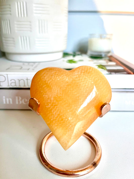 Orange Calcite Heart with Stand