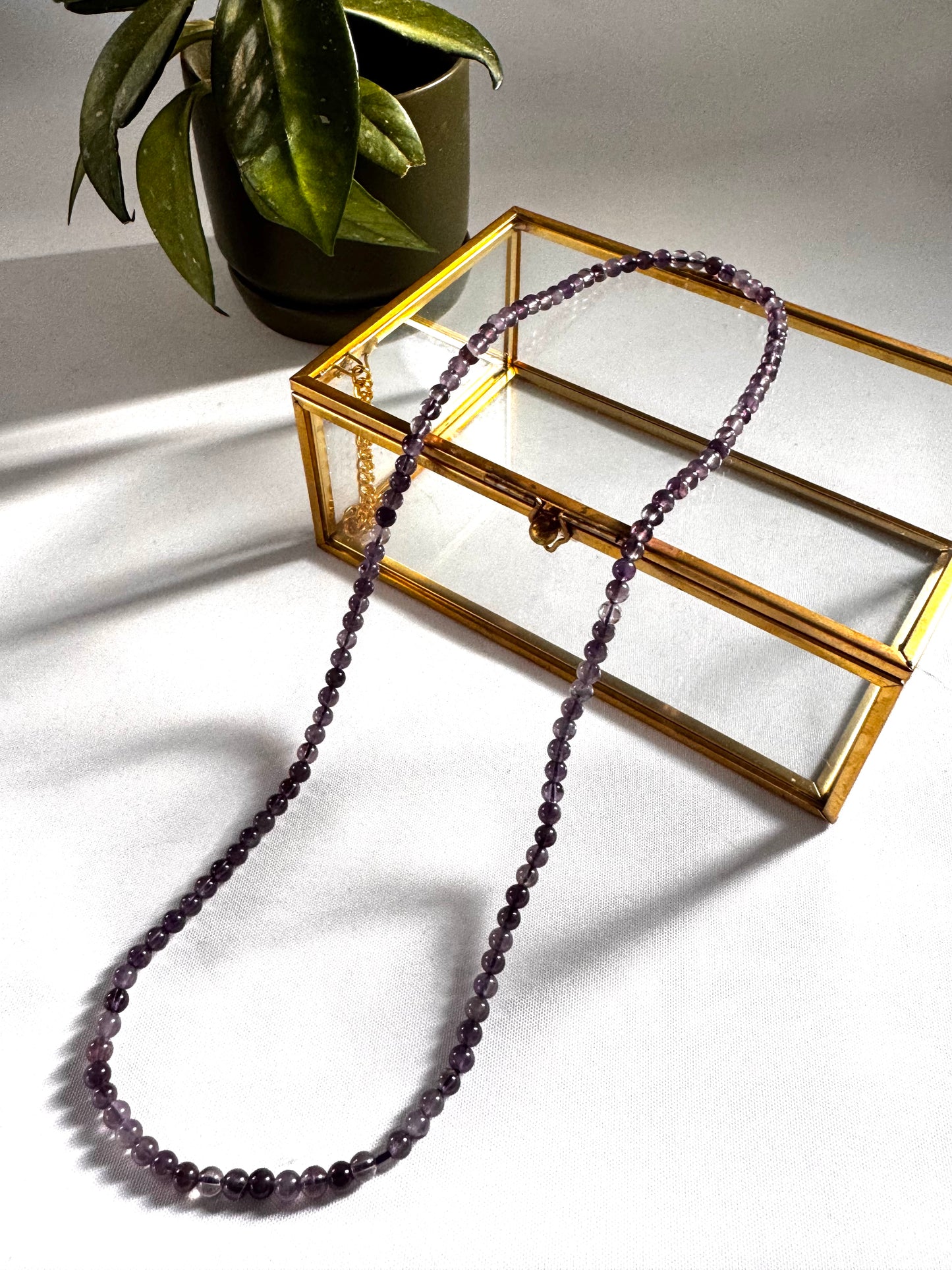 Amethyst Bead Necklace | Polished Round Beads | Crystal Jewellery NZ | Bespoke Crystals