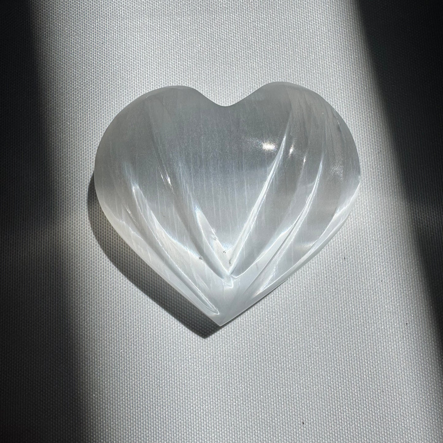Selenite Grooved Heart