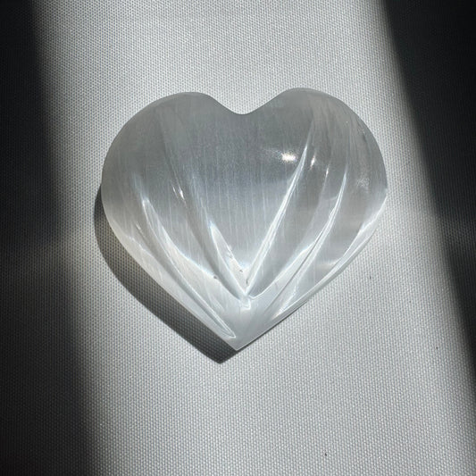 Selenite Grooved Heart