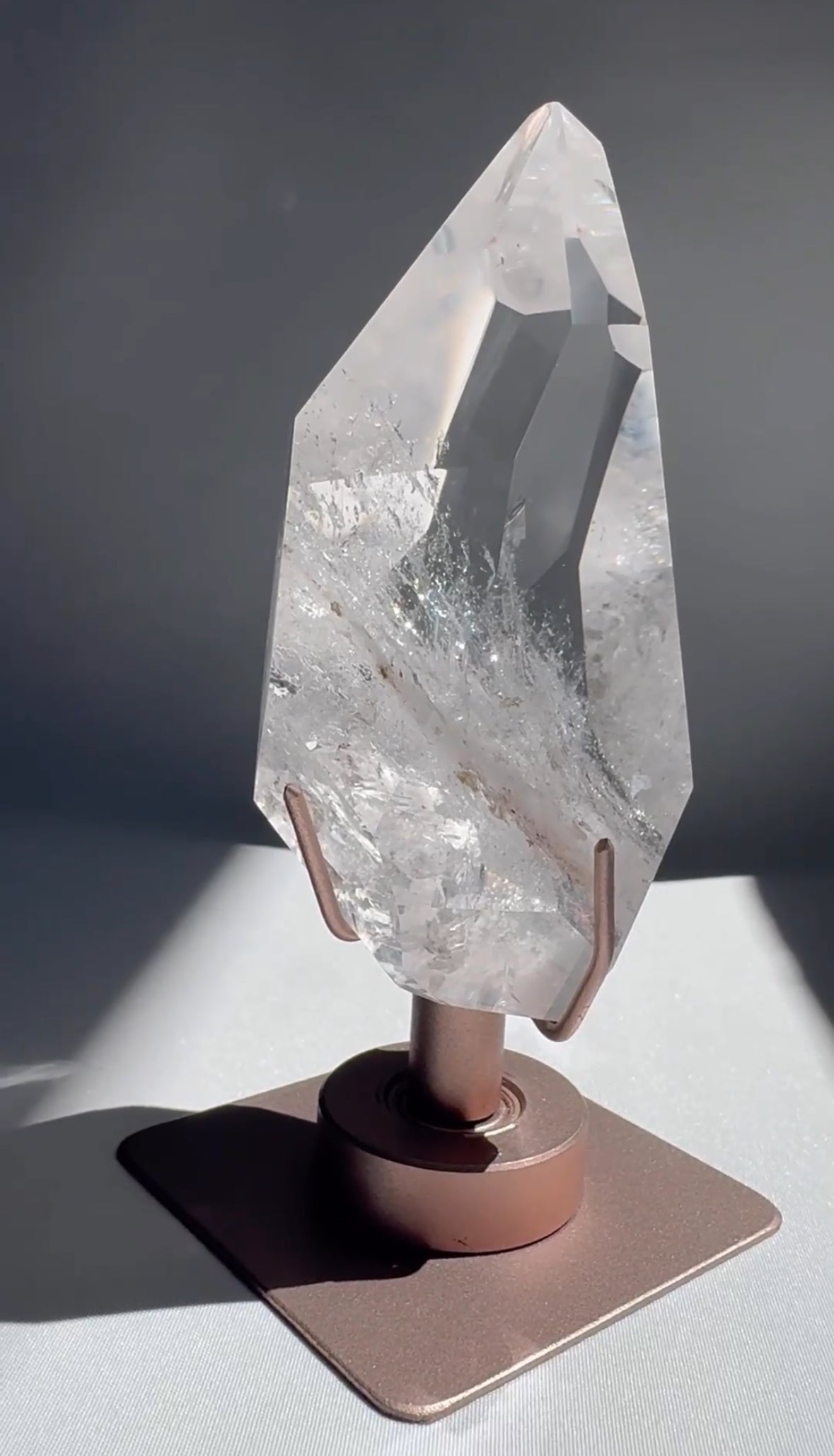 Polished Lemurian Quartz –On Rotating Stand