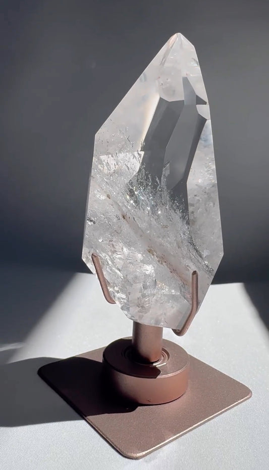 Polished Lemurian Quartz –On Rotating Stand