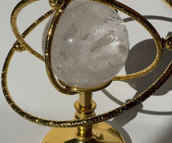 Gold Sphere Holder - Elegant Display | Rotating Rings – Bespoke Crystals