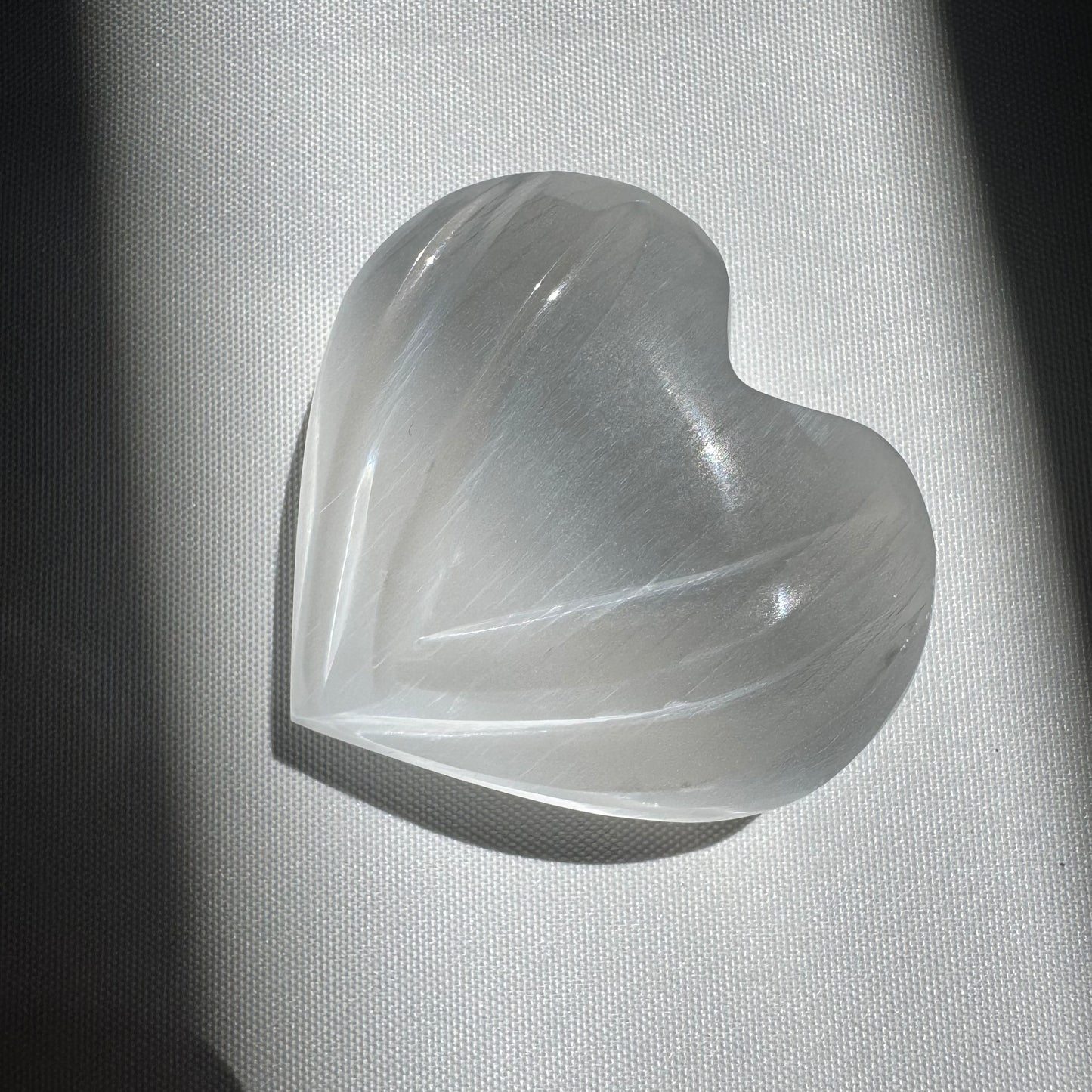 Selenite Grooved Heart