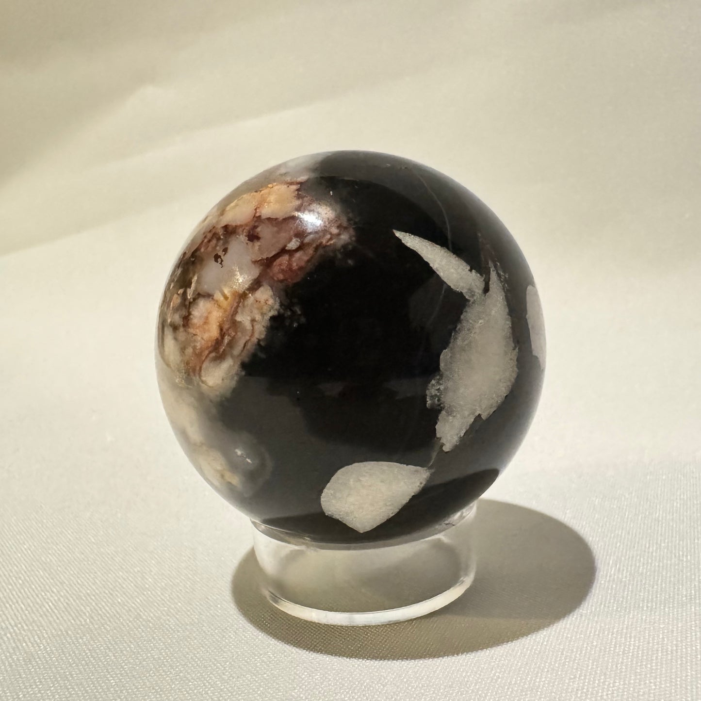 Black Flower Agate Sphere