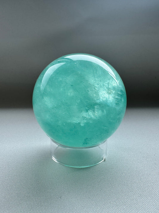 Green Fluorite Sphere with Rainbows
