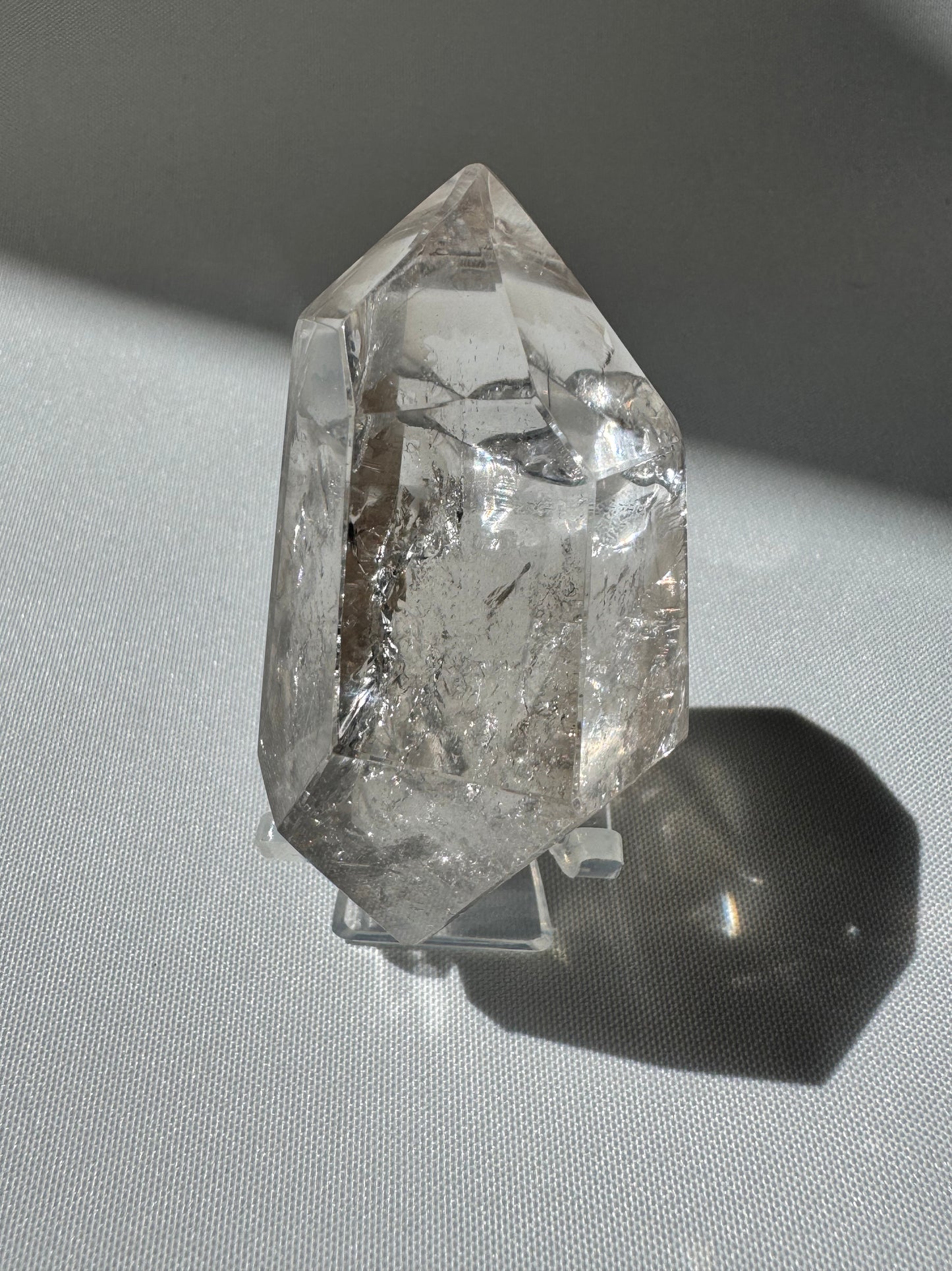 Clear Smoky Quartz freeform gemstone with earthy tones and internal rainbows | Healing crystals nz