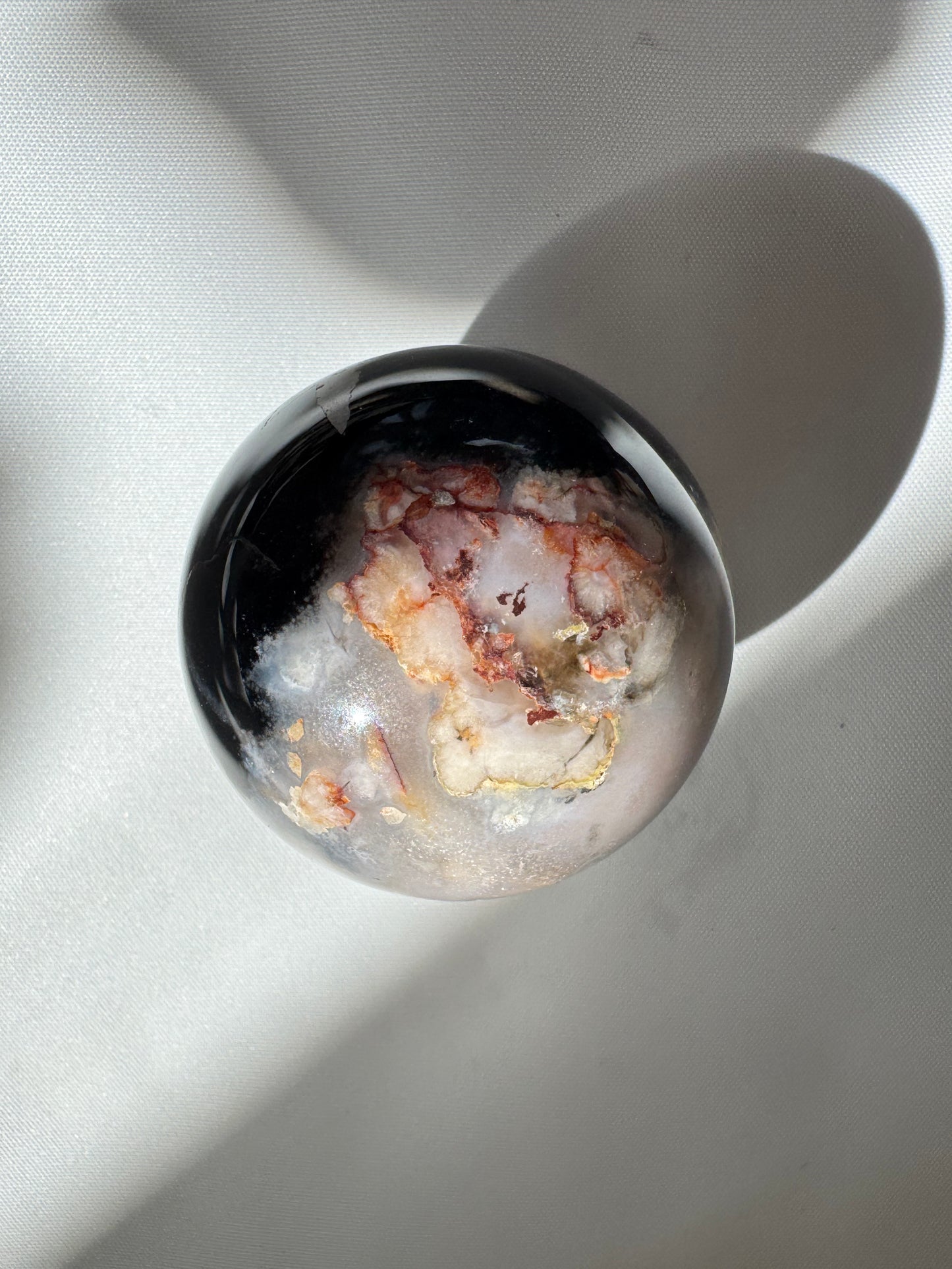 Black Flower Agate Sphere for Inner Peace & Spiritual Growth