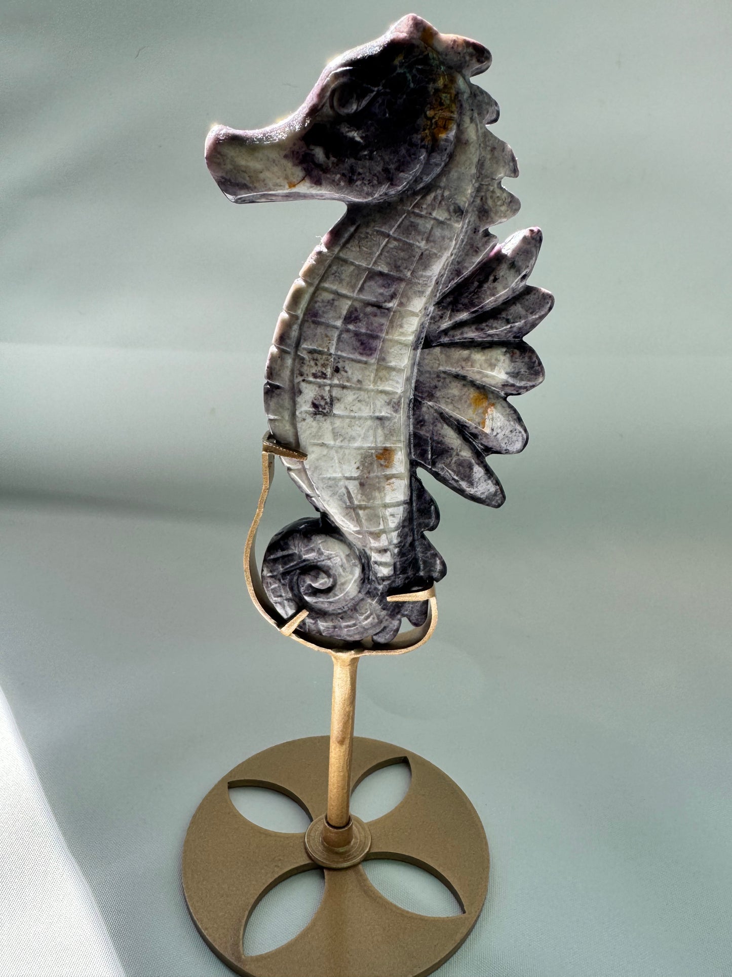 Black and purple Chevron Amethyst seahorse figurine |Healing Crystals NZ