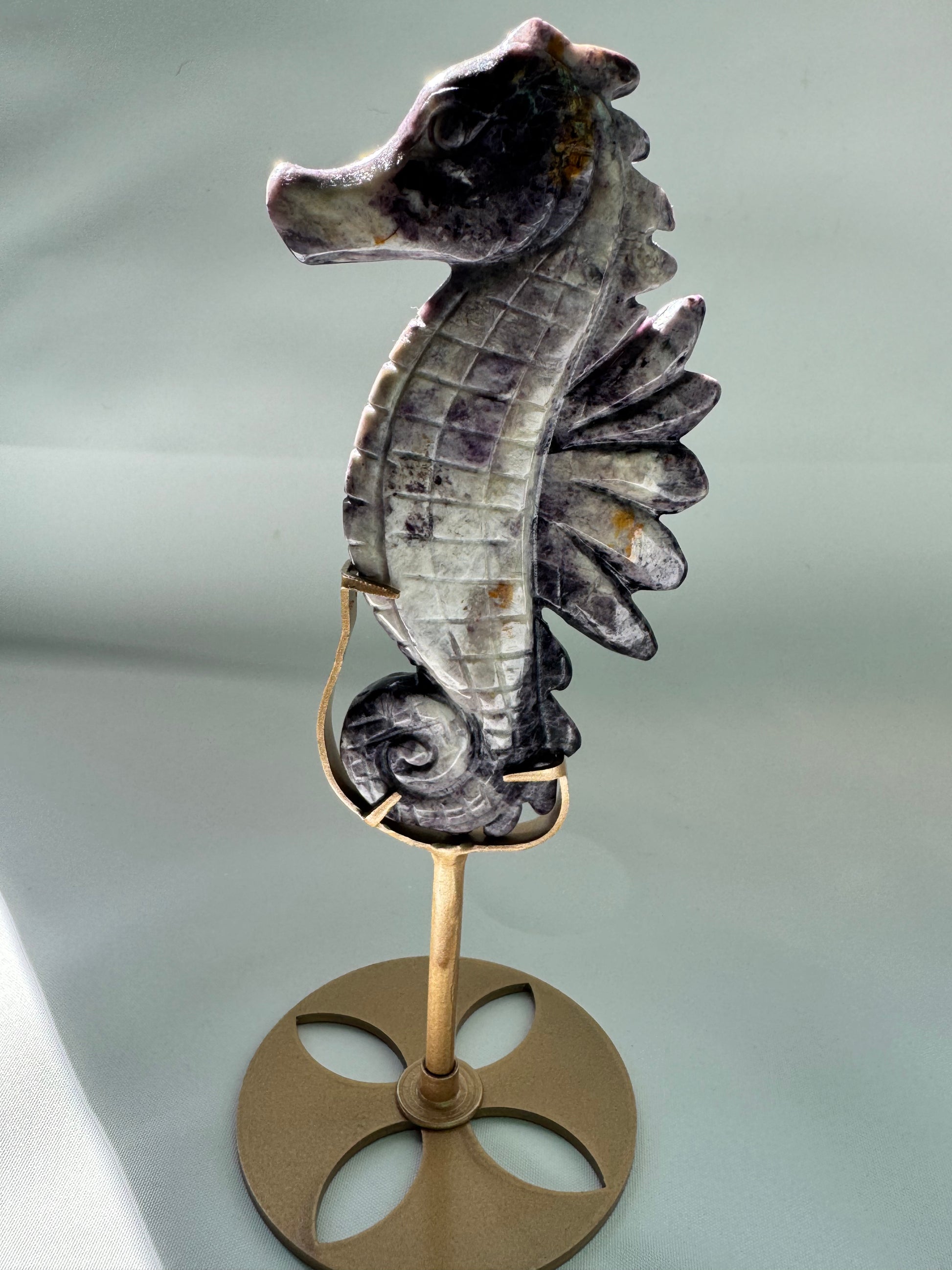 Black and purple Chevron Amethyst seahorse figurine |Healing Crystals NZ