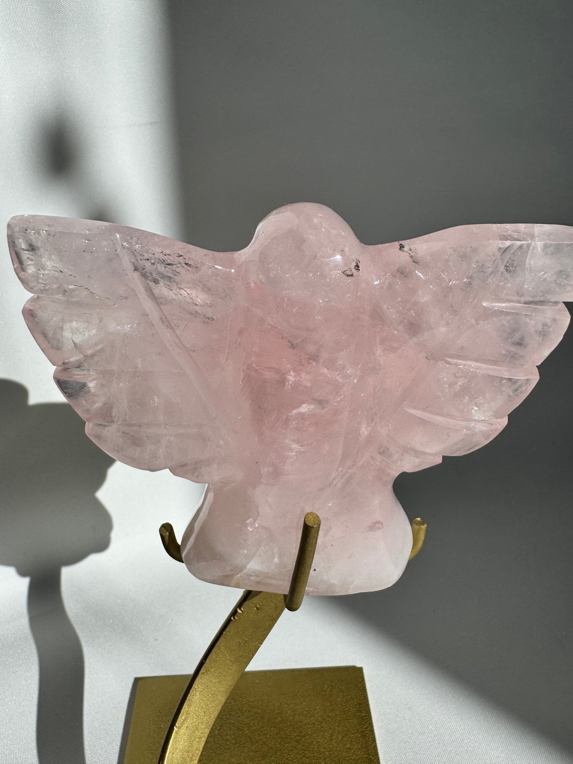 Hand Carved High Quality Rose Quartz Angel | online crystal shops NZ