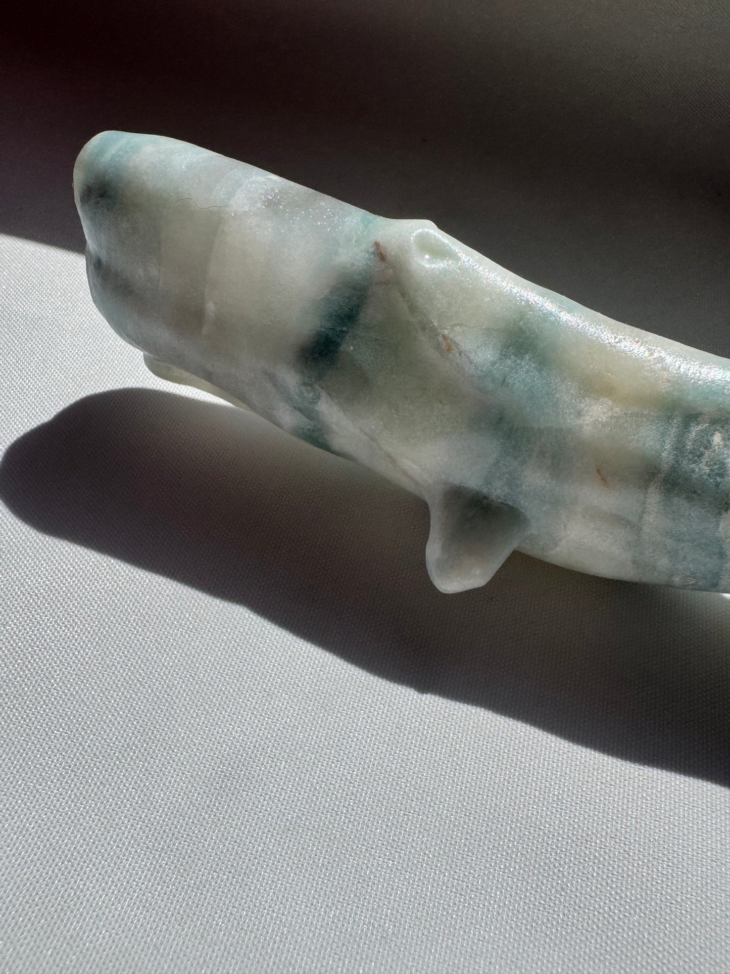 Amazonite Whale Carving