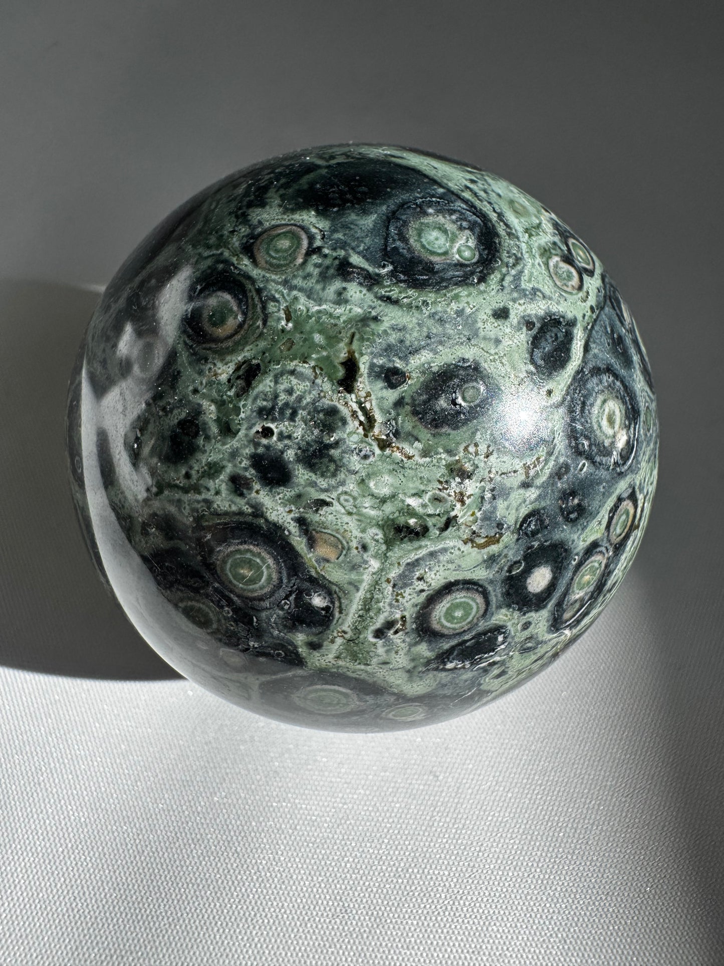 Rare Kambaba Jasper Crystal Sphere | Bespoke Crystals showcasing ancient fossilized textures and orbicular designs