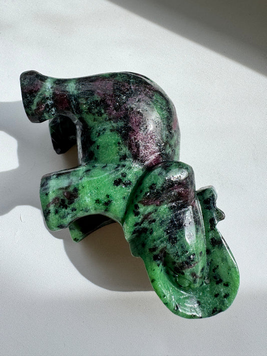 Ruby in Zoisite Elephant Carving - A Healing Crystal for Positivity