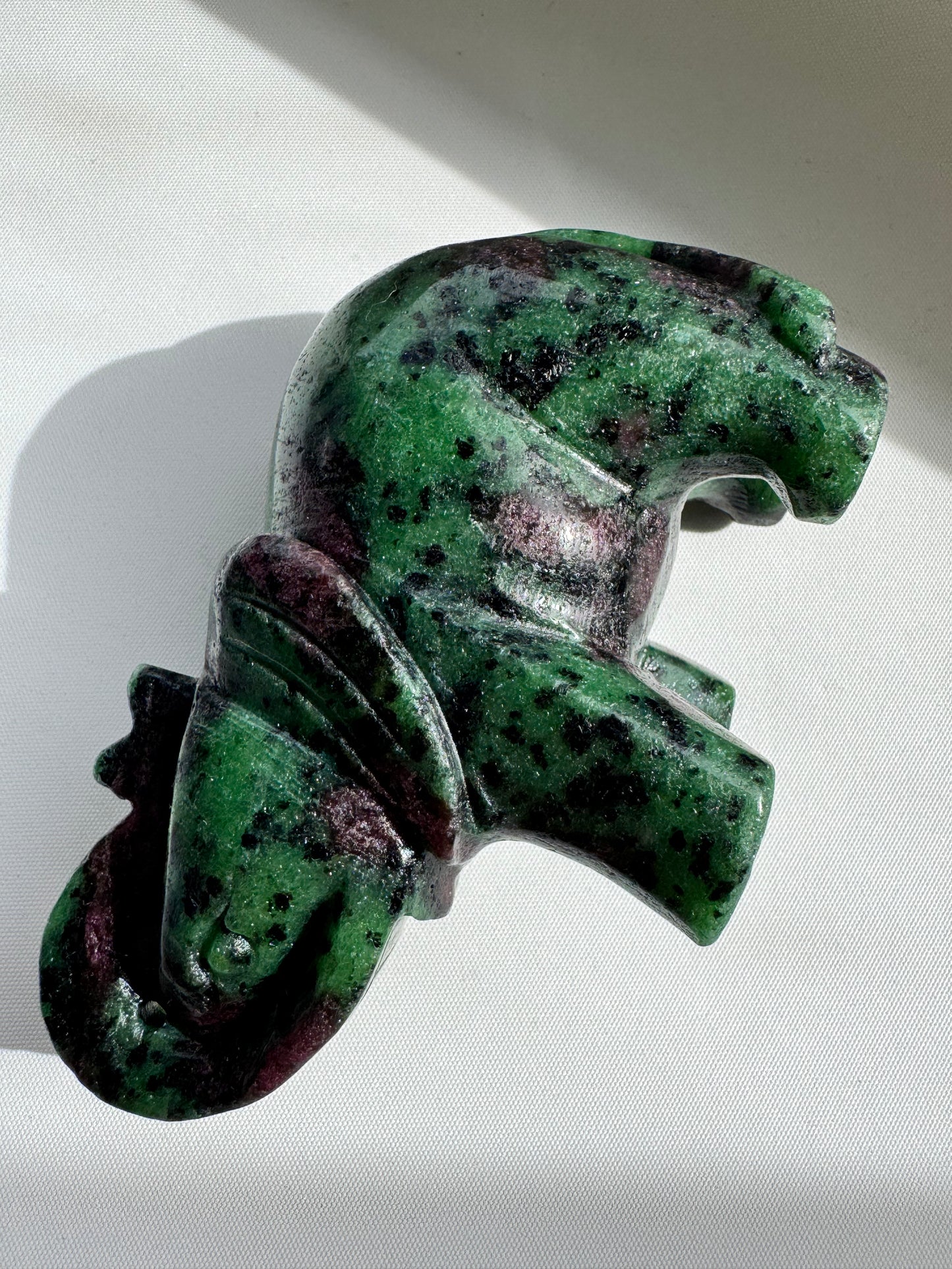 Ruby in Zoisite Elephant Carving - A Healing Crystal for Positivity