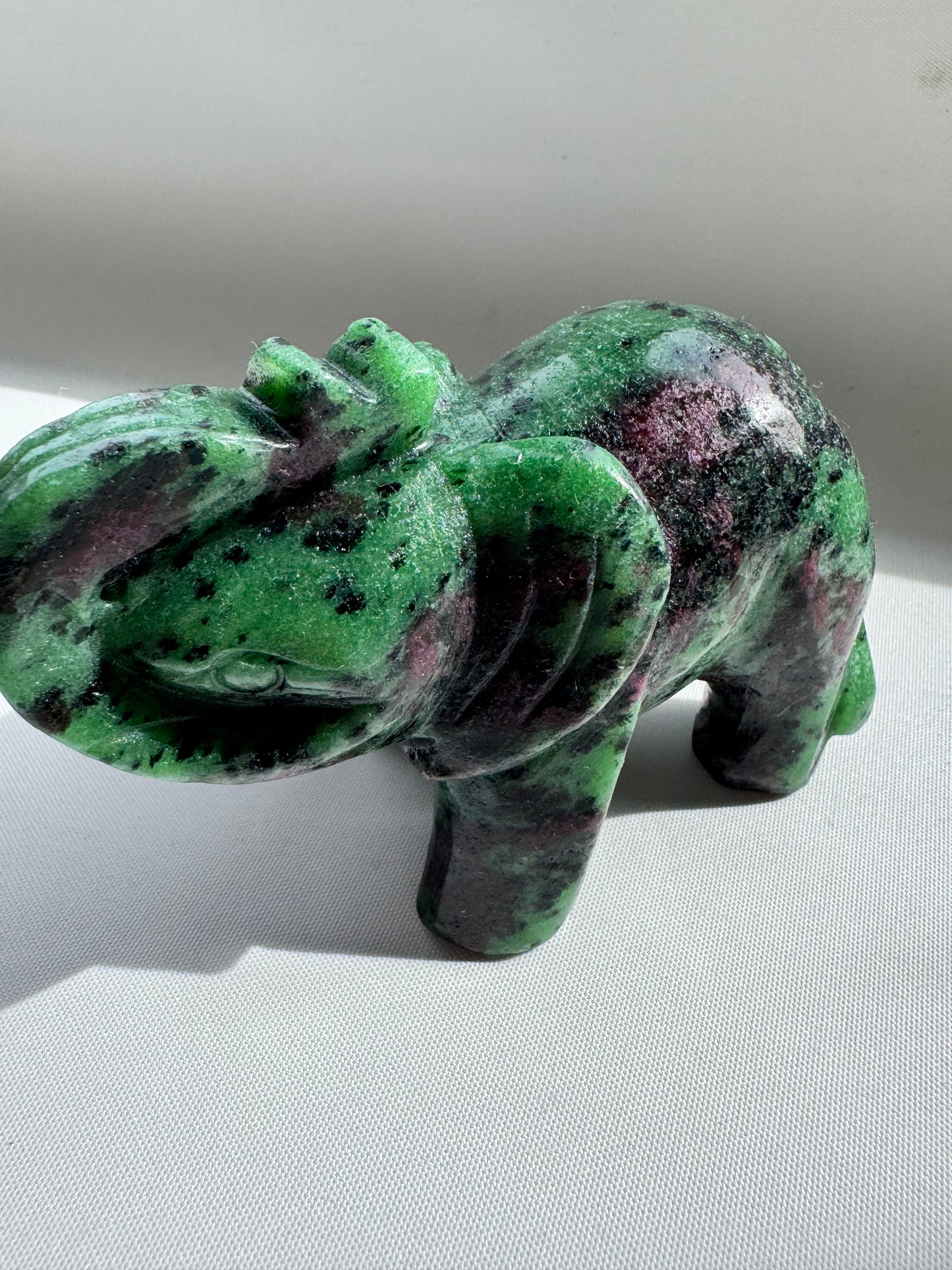 Ruby in Zoisite Elephant Carving - A Healing Crystal for Positivity