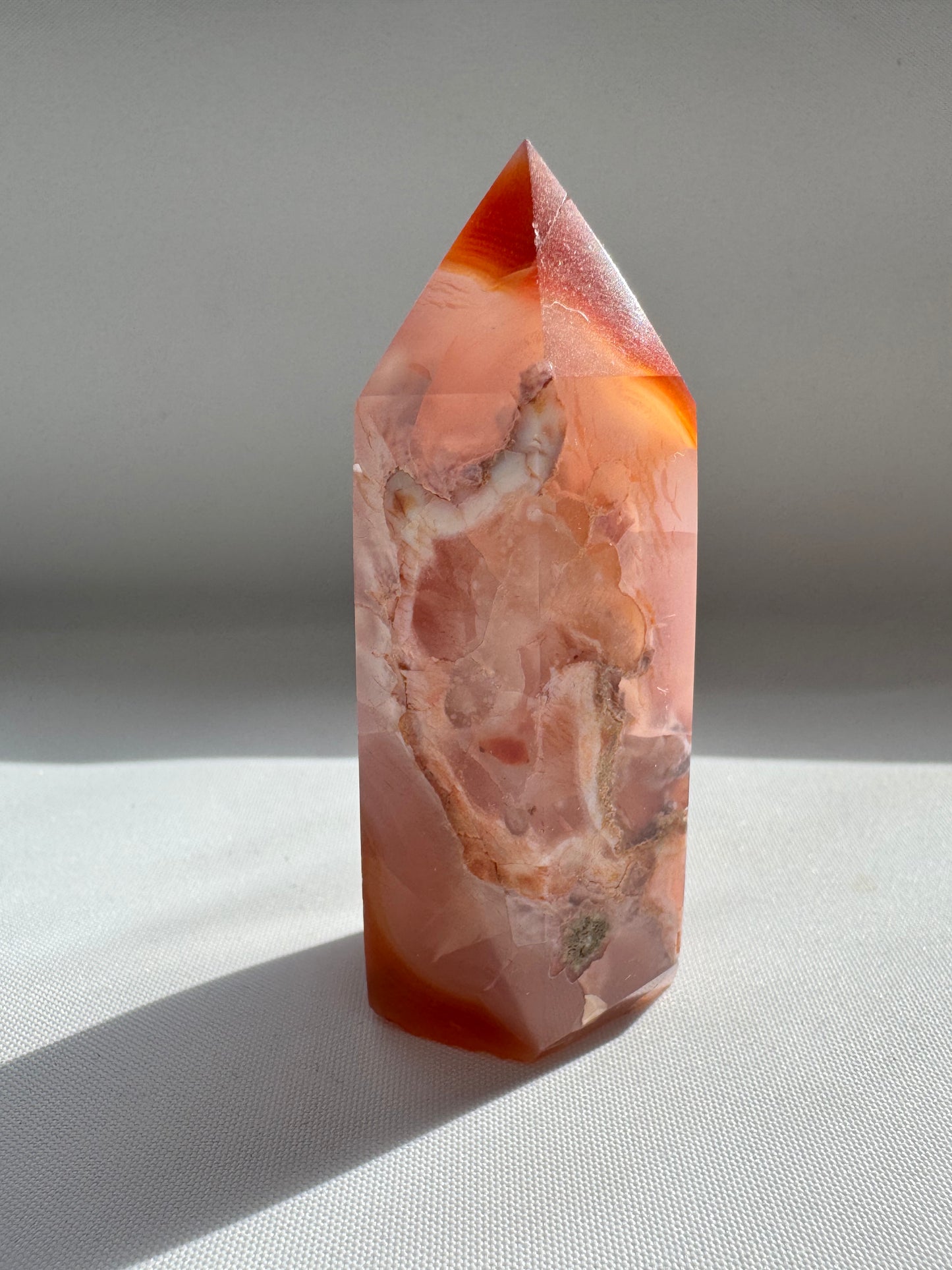 Flower Agate with Carnelian Point #3