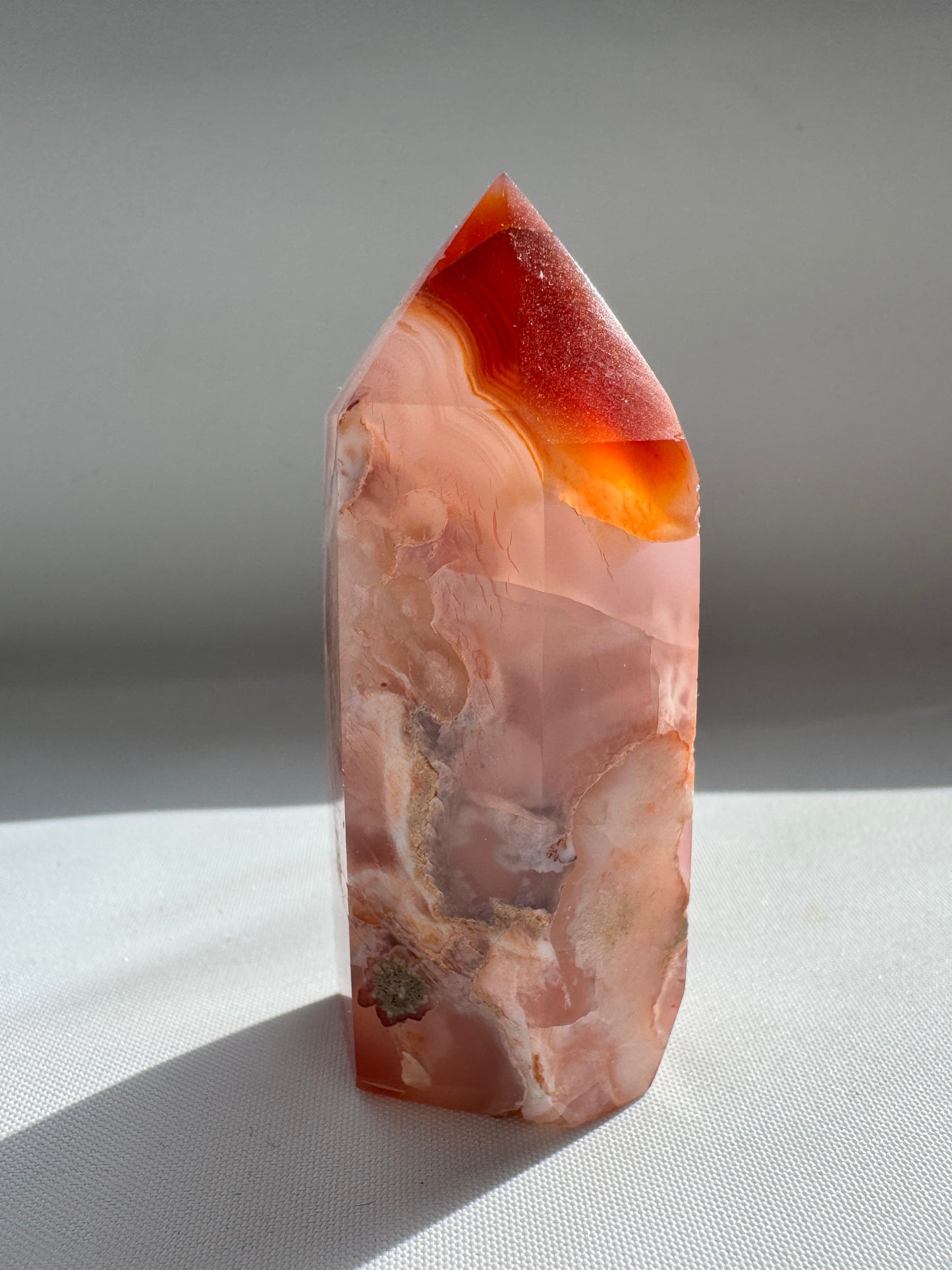 Flower Agate with Carnelian Point #3