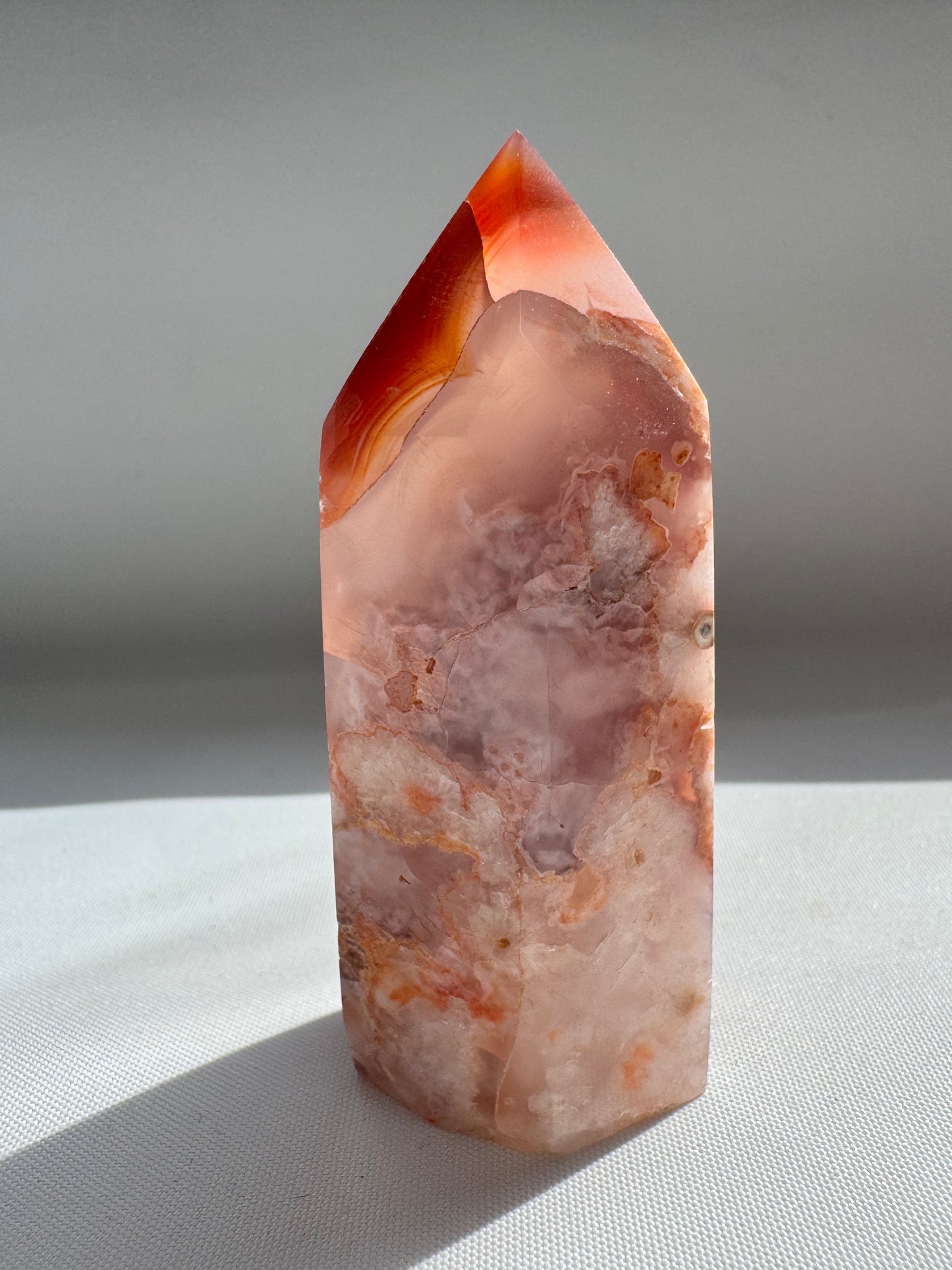 Flower Agate with Carnelian Point #3