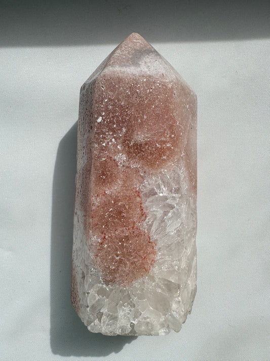 Pink Amethyst Crystal Tower with Flower